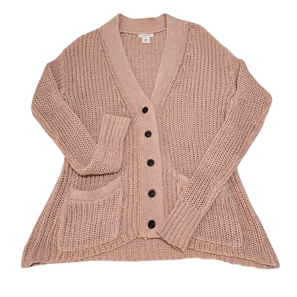 Demylee Sweaters - DemyLee New York Womens XS Pink Cotton Open Knit Button Front Cardigan Sweater
